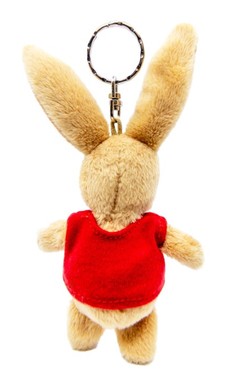 Schlüsselanhänger Hase mit rotem T-Shirt und Schweizerkreuz