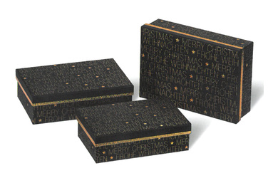 Kartonset 3-tlg. rechteckig, schwarz 20x13.5x6,  22x15x6.5,  24x16.5x7 cm