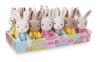 Happy Bunnies 15cm 3 des. dans display