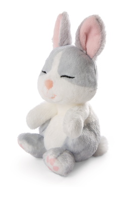 Lapin gris endormi dans petit panier 