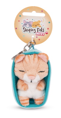 Schlüsselanhänger Sleeping Pets Katze braun getigert