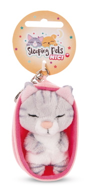Schlüsselanhänger Sleeping Pets Katze grau