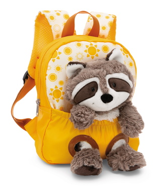 Rucksack gelb mit Waschbär 