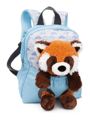 Rucksack hellblau mit Rotem Panda 