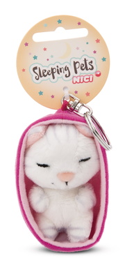 Porte-clés Sleeping Pets chat blanc rayé