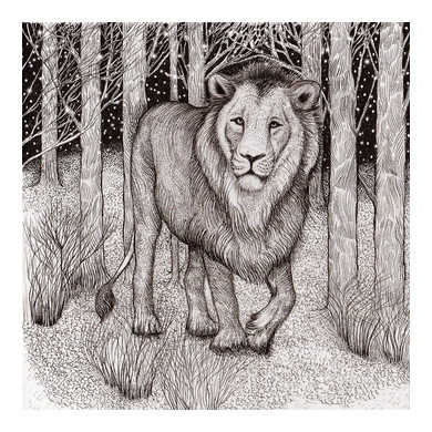 Lion in the Snow Greeting Card 