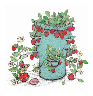 Mouse and Strawberries Greeting Card 