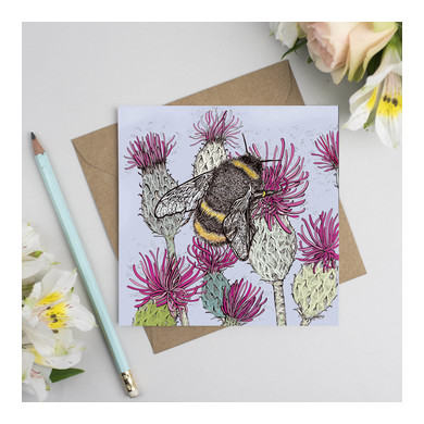 Bumblebee and Thistles Greeting Card TW160