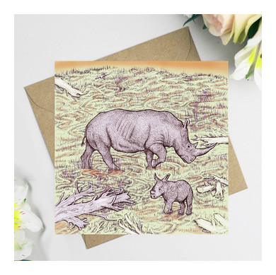 Rhinos in the Wild Greeting Card 