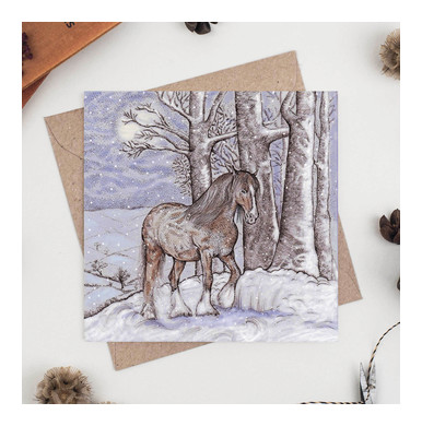 Shire Horse In Winter Greeting Card TW222