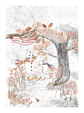 Snow Bunny Christmas Card WD01