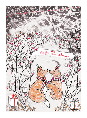 Foxes Christmas Card WD09