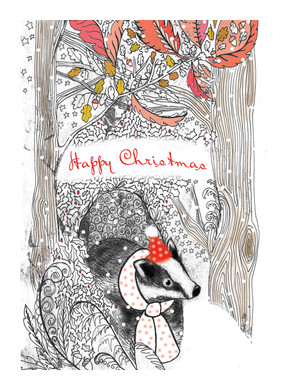 Badger Christmas Card WD12