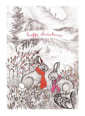 Rabbits Christmas Card WD16