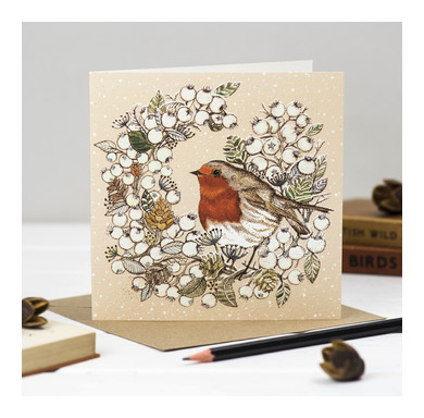 Robin and Wreath Greeting Card BB30