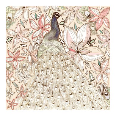 Peacock and Flowers Greeting Card 