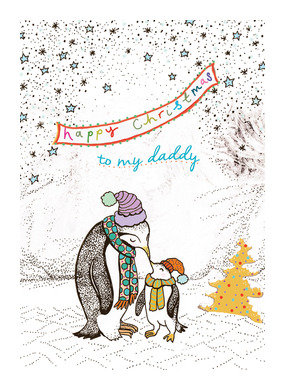 Daddy Penguin Christmas Card WD21