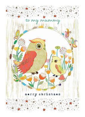Mummy Owl Christmas Card WD29