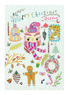 Sister Owl Christmas Card WD33