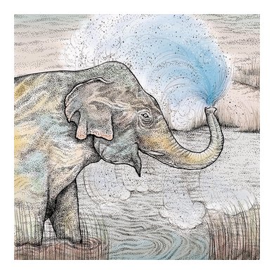 Splashing Elephant Greeting Card 