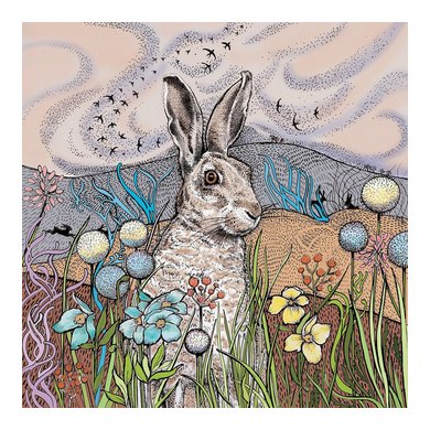 Hares in the Field Greeting Card 
