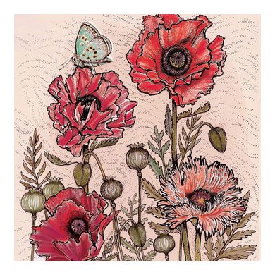 Poppies and Butterfly Greeting Card 
