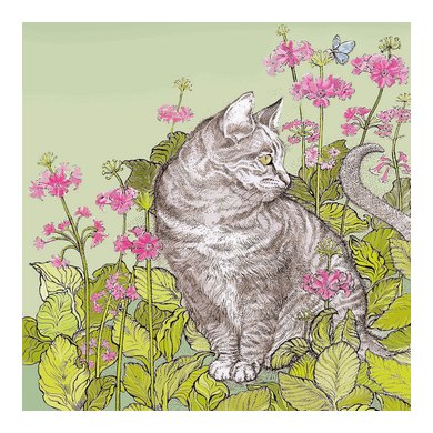 Cat and Hostas Greeting Card 