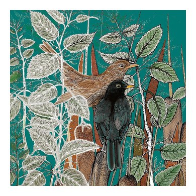 Blackbirds and Nettles Greeting Card TW112