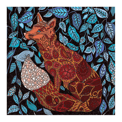 Fox and Leaves Greeting Card 