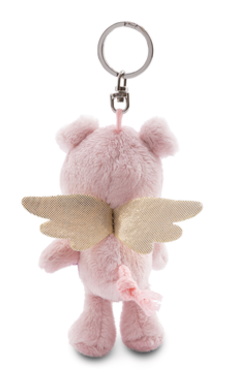 Porte-clés ange gardien Cochon avec feuille de trèfle