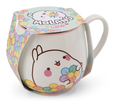 Tasse Molang mit Regenbogenblume in Geschenkverpackung