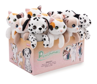 Trousse Pouchimals 3 design, 12 pcs. dans display