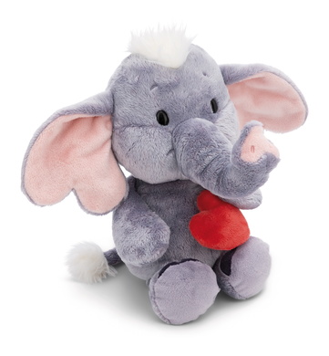 Love éléphant avec coeur aimant gris foncé, 23cm bras ballants