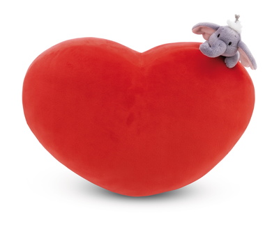 Coussin Love éléphant en forme de coeur avec éléphant 12cm