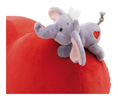 Coussin Love éléphant en forme de coeur avec éléphant 12cm