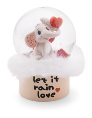Schüttelkugel Love Elefant hellgrau 