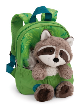 Rucksack grün mit Waschbär 