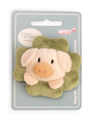 Mini Magnicis cochon avec feuille de trèfle
