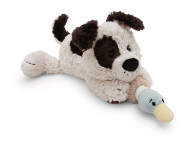 Hund weiss und Ente 30cm liegend 