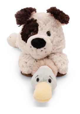 Hund weiss und Ente 30cm liegend 