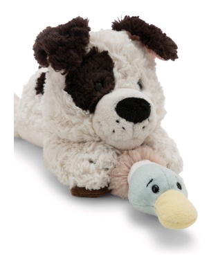 Hund weiss und Ente 30cm liegend 