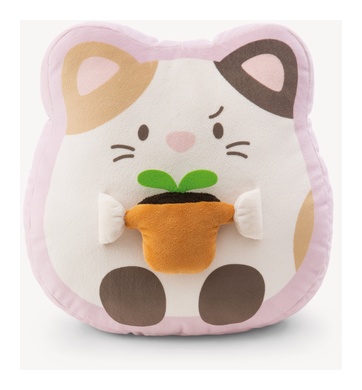 Coussin chatte Angy avec pot de fleurs 