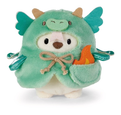 Ours blanc Snono 8cm avec flamme et costume dragon dans boîte cadeau