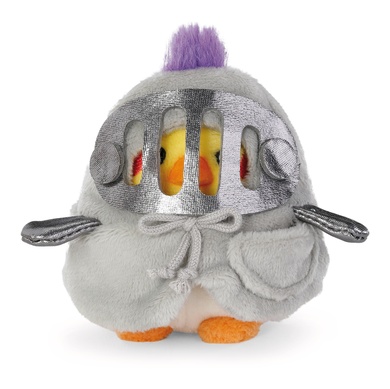 Perruche Chipsy 8cm avec cheval bâton et costume de chevalier dans boîte cadeau