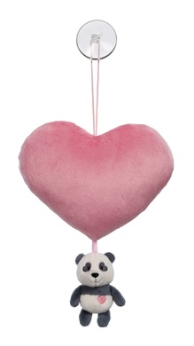 Plüschherz 15cm mit Love Panda 10cm und Saugnapf im Display