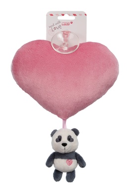 Plüschherz 15cm mit Love Panda 10cm und Saugnapf im Display
