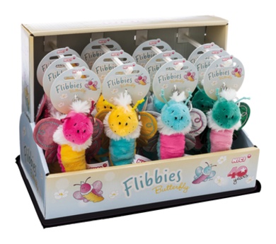 Porte-clés Flibbies papillon 4 design, 16pcs. dans display