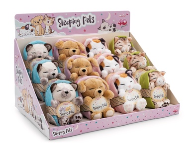 Sleeping Pets 12cm 4 design, 12 pièces dans display