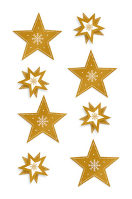 Sticker Sterne 3D mit Goldfolie 7.8 x 12.5 cm
