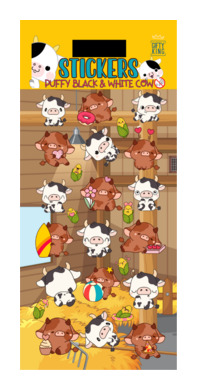 Puffy Black & White Cow 